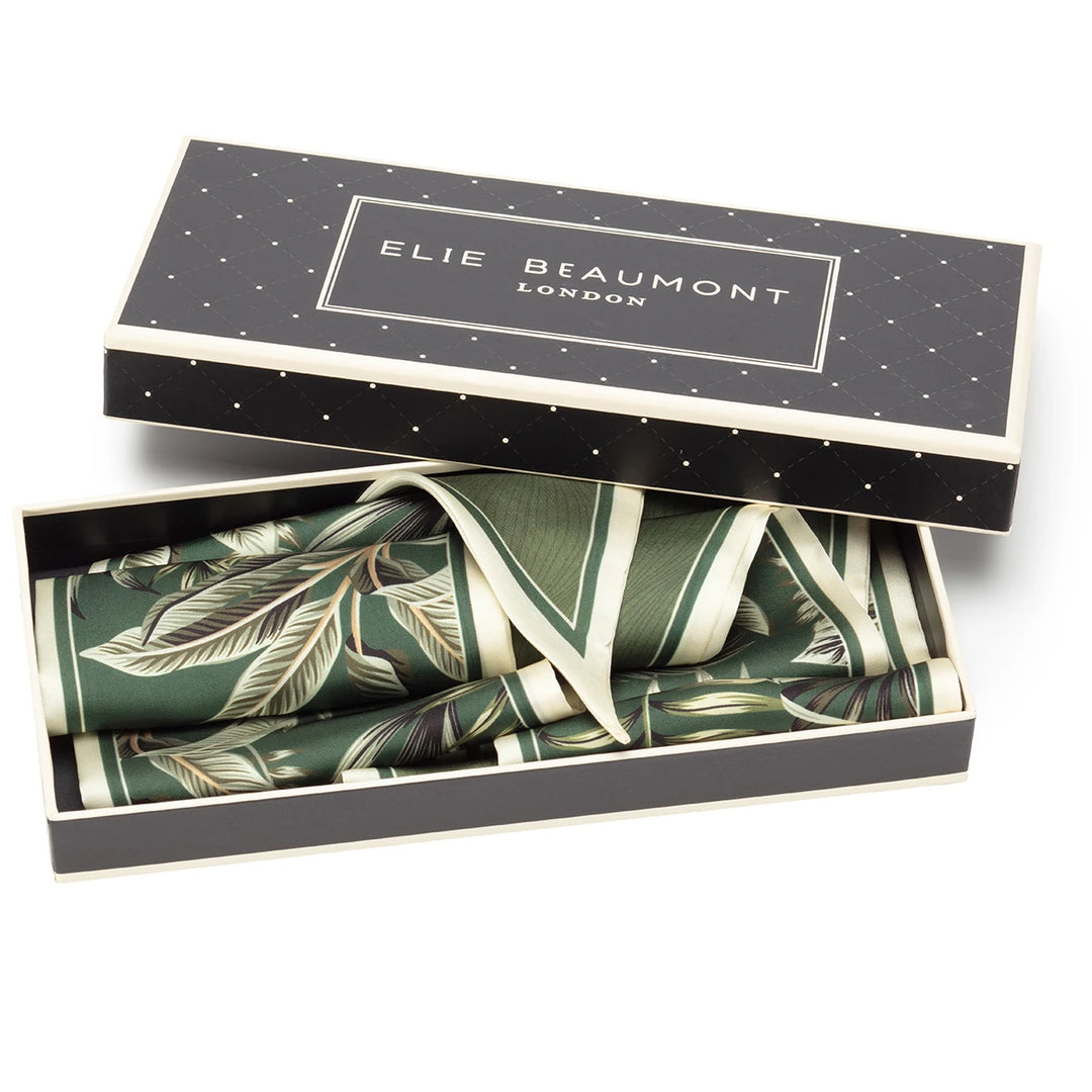 Elie Beaumont Silk Foulard | Olive &amp; Cream Fern