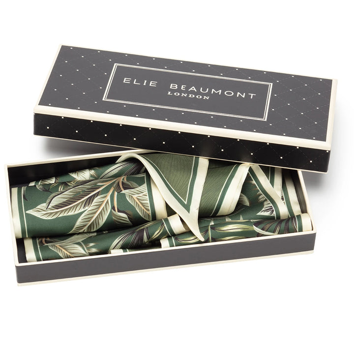 Elie Beaumont Silk Foulard | Olive &amp; Cream Fern