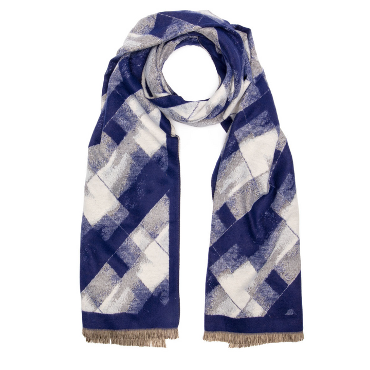 Elie Beaumont Winter Abstract Scarf | Ink Blue