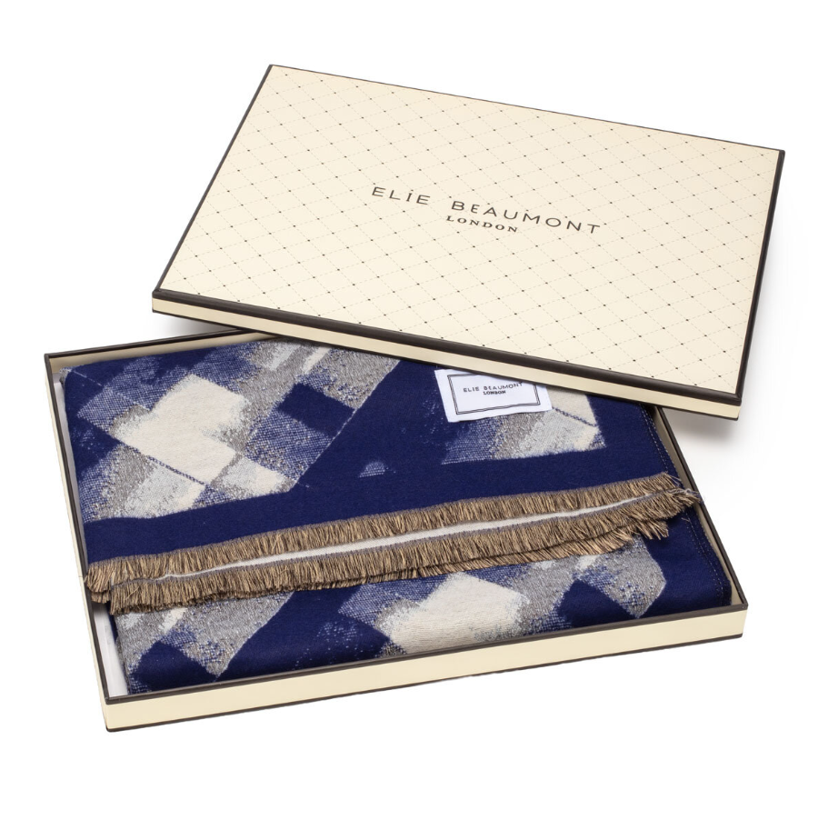 Elie Beaumont Winter Abstract Scarf | Ink Blue