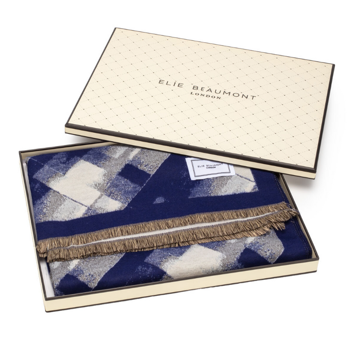 Elie Beaumont Winter Abstract Scarf | Ink Blue