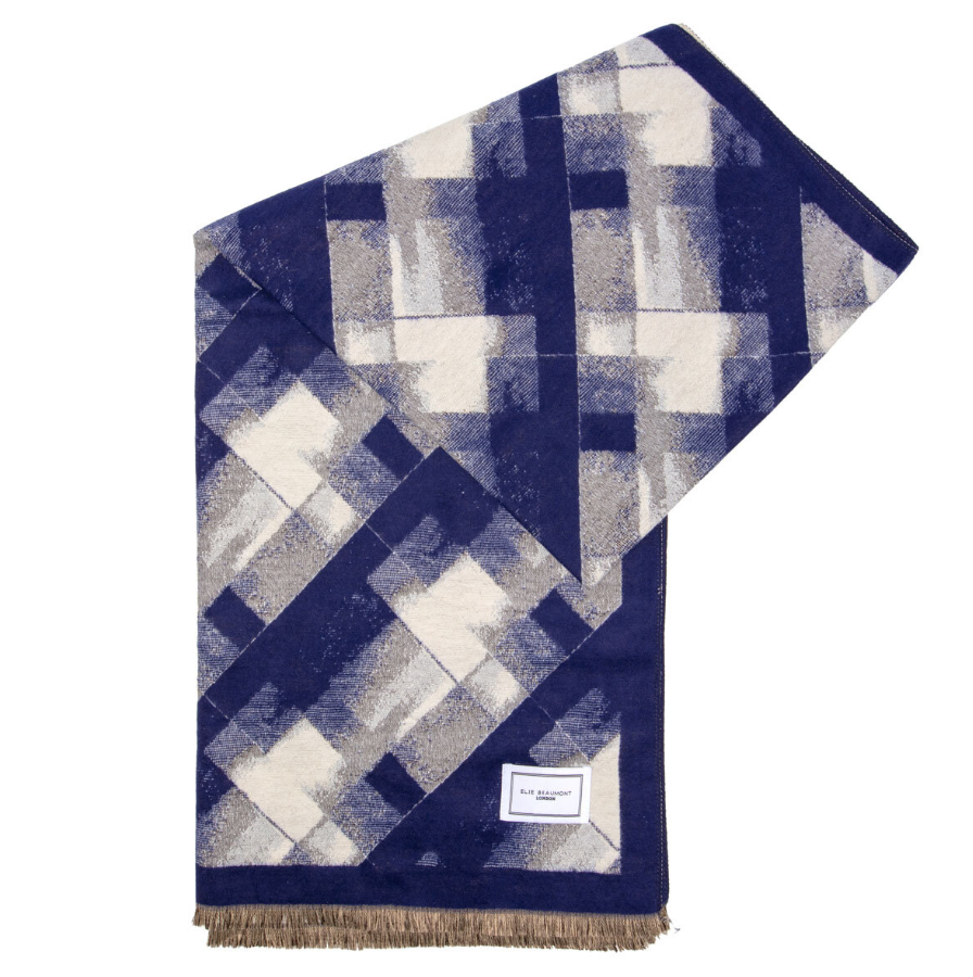 Elie Beaumont Winter Abstract Scarf | Ink Blue