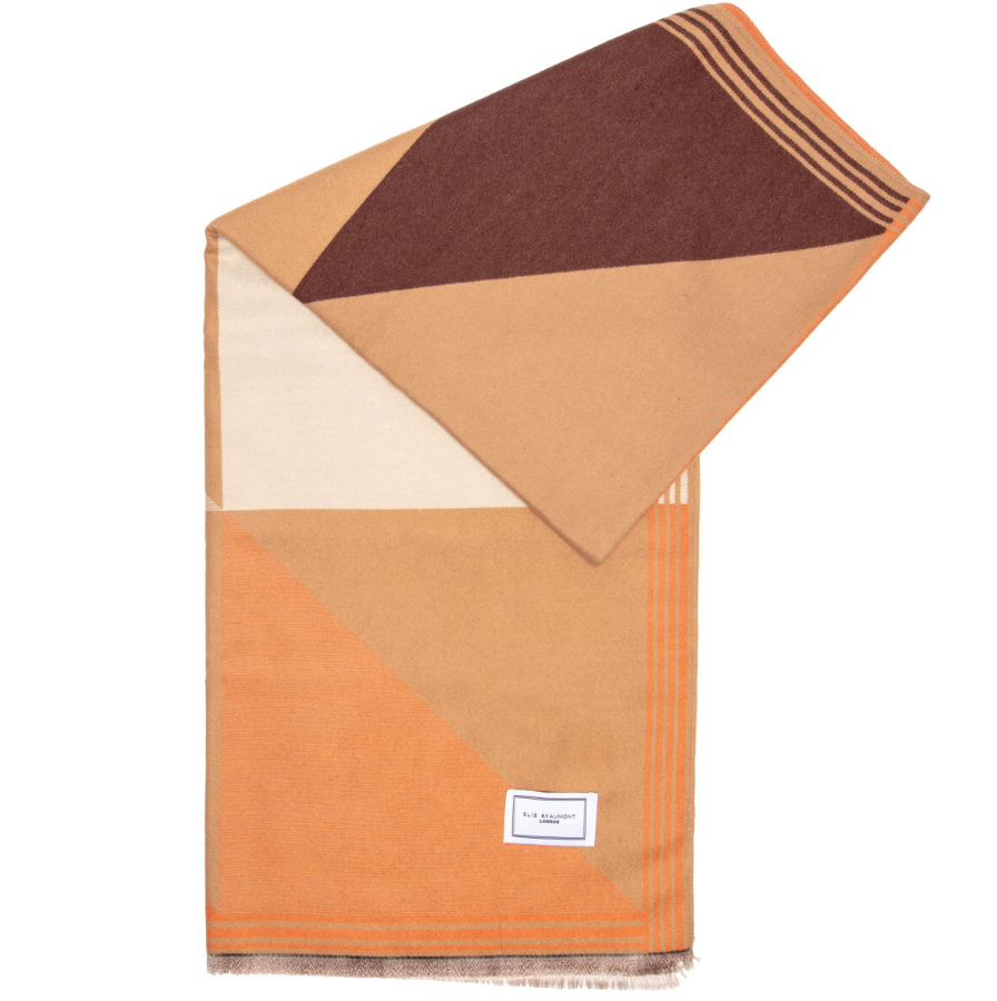 Elie Beaumont Winter Geometric Scarf | Orange/Tan