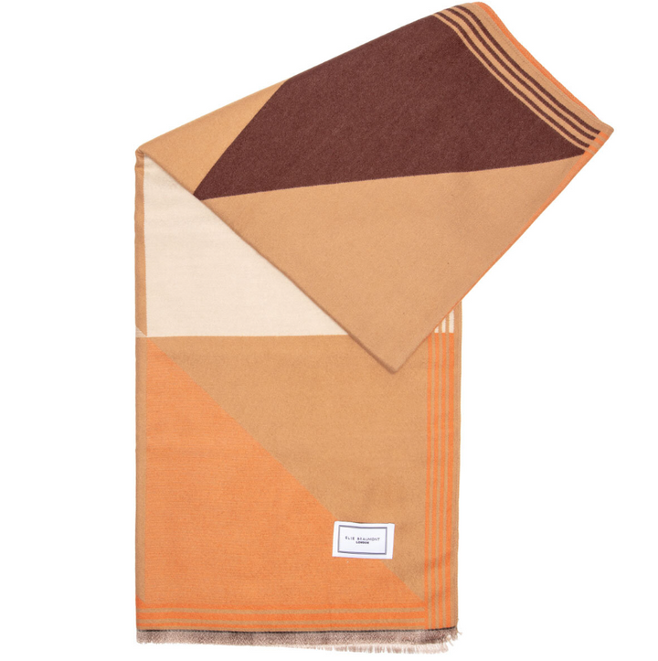 Elie Beaumont Winter Geometric Scarf | Orange/Tan