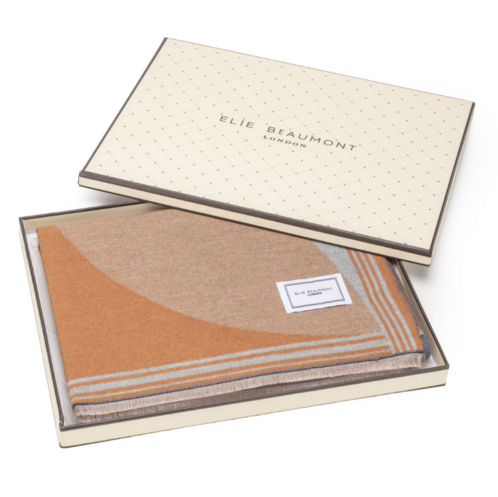 Elie Beaumont Winter Semi-Circle Scarf | Blue/Camel