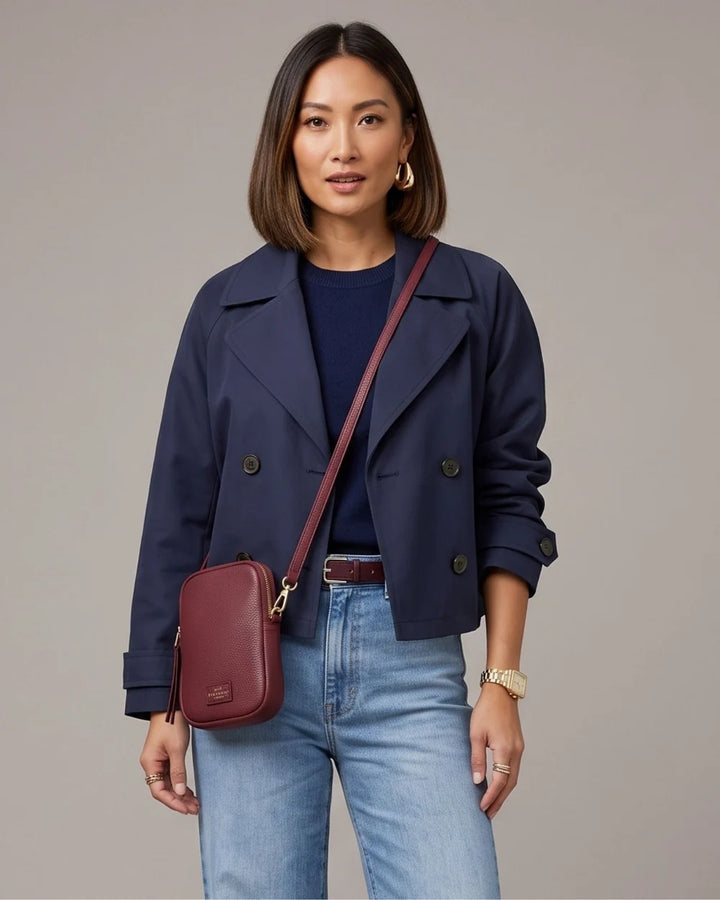 Elie Beaumont Phone Bag | Burgundy Leather