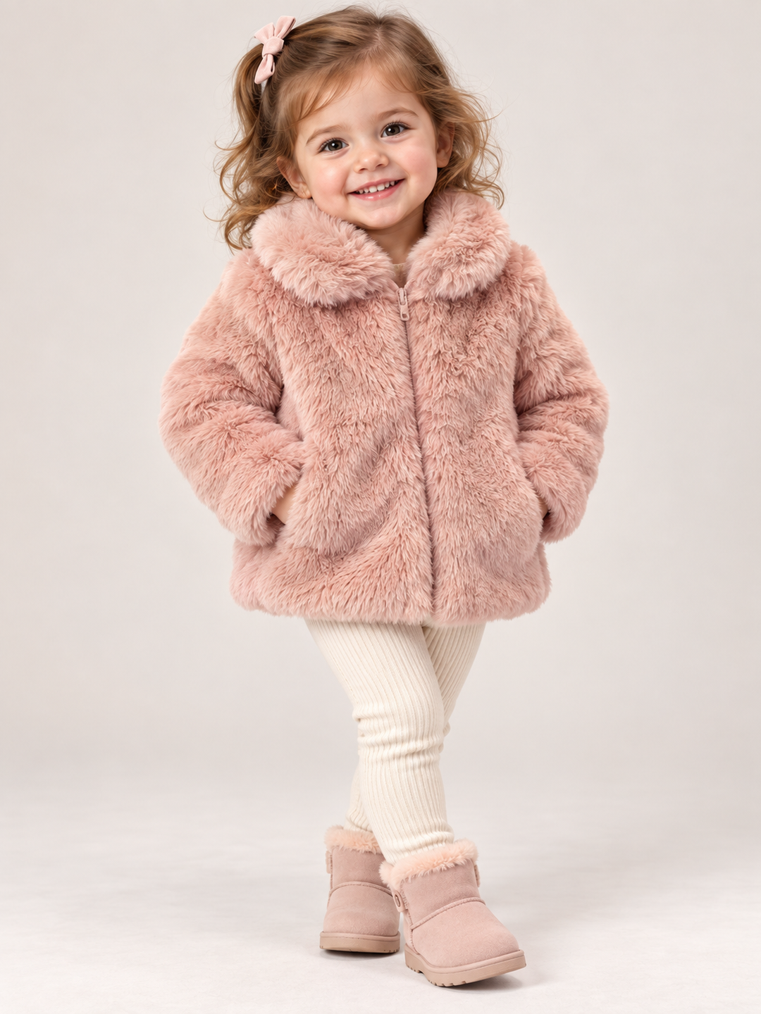 Babybol Girls Pink Faux Fur Jacket