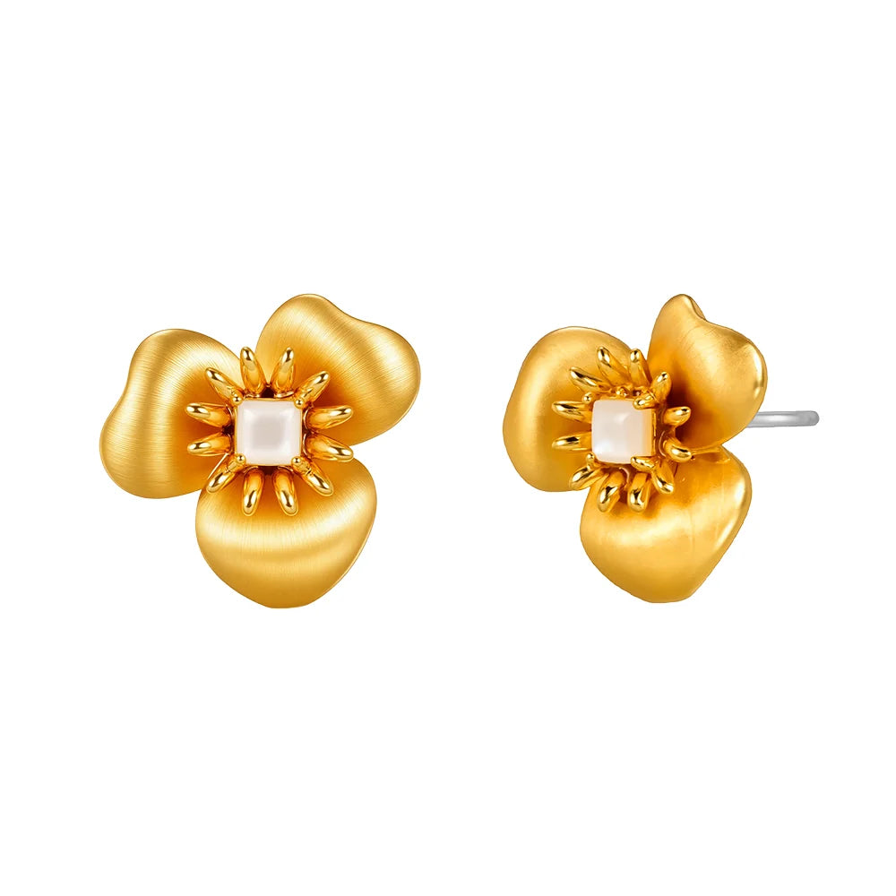 Knight &amp; Day The Pink Box Gold Floral Earrings