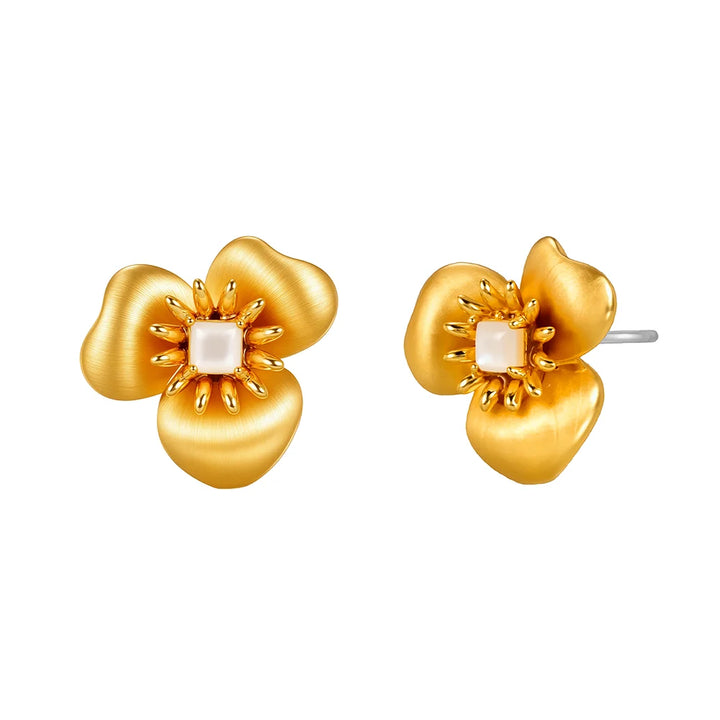Knight &amp; Day The Pink Box Gold Floral Earrings