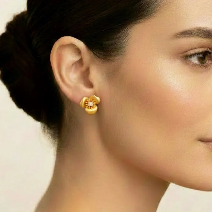 Knight &amp; Day The Pink Box Gold Floral Earrings