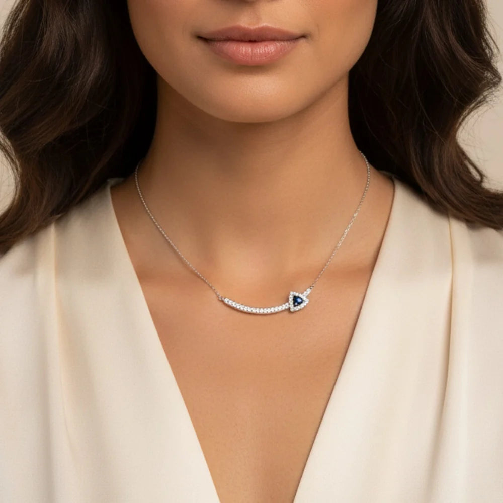 Knight &amp; Day The Bar Necklace With Sapphire CZ