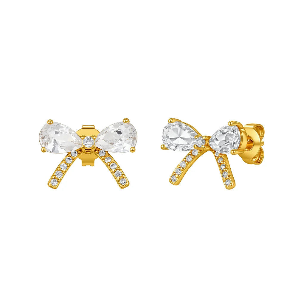 Knight &amp; Day The Pink Box Crystal Bow Earrings