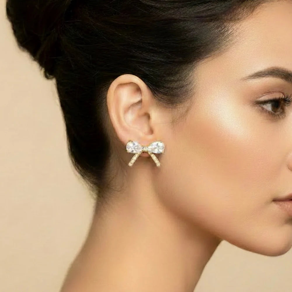 Knight &amp; Day The Pink Box Crystal Bow Earrings
