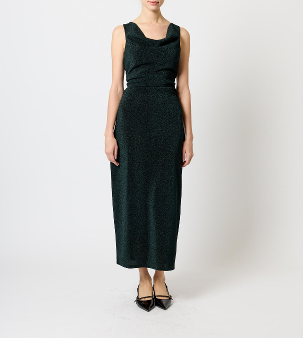 French Connection Meilin Lurex Cowl Neck Midi Dress