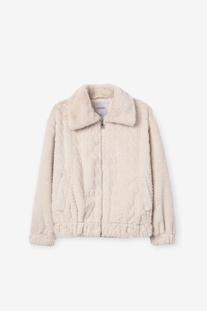 Tiffosi Alina Cream Faux Fur Jacket