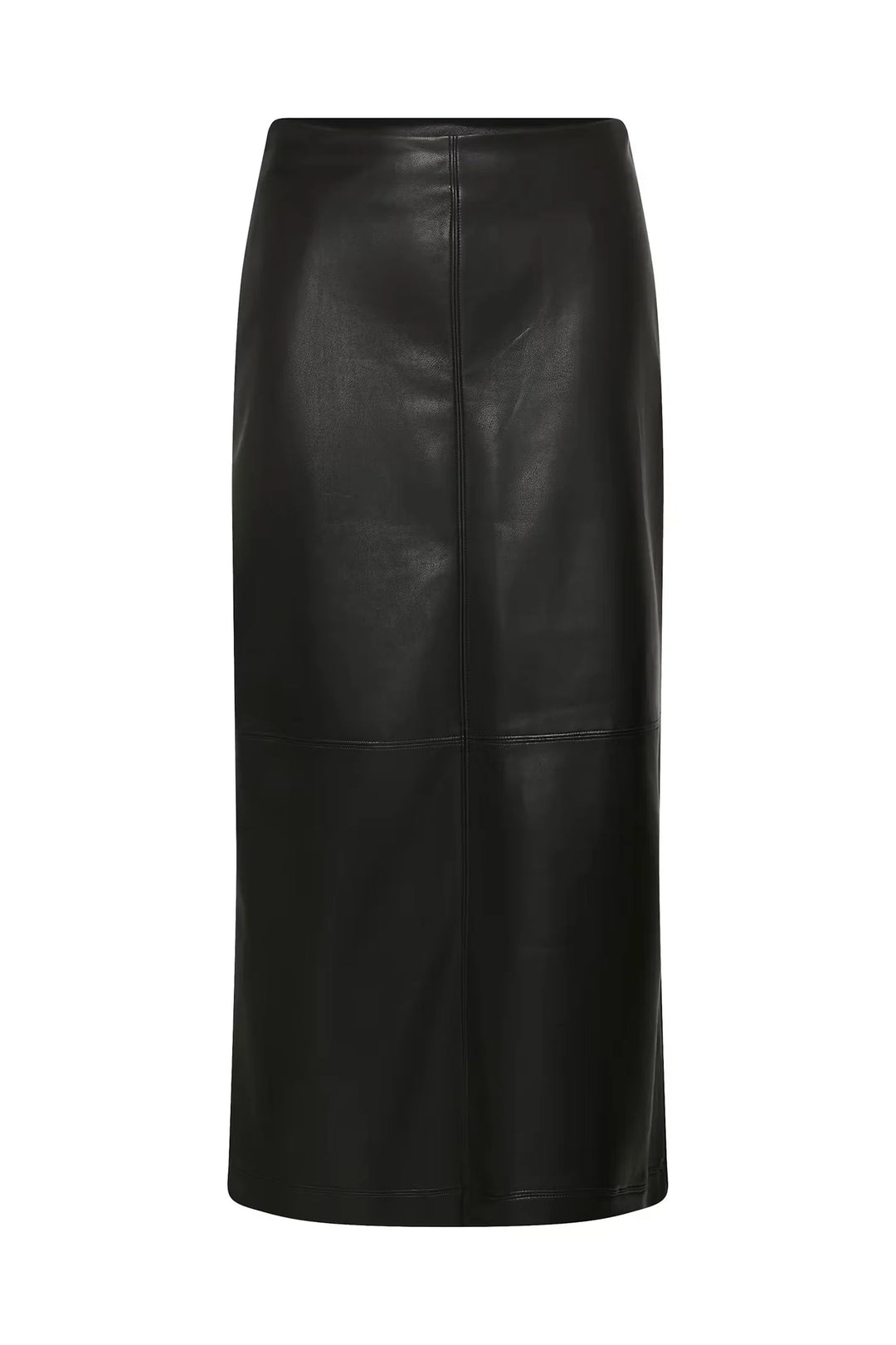 Kaffe Kaarense Long Faux Leather Skirt | Deep Black