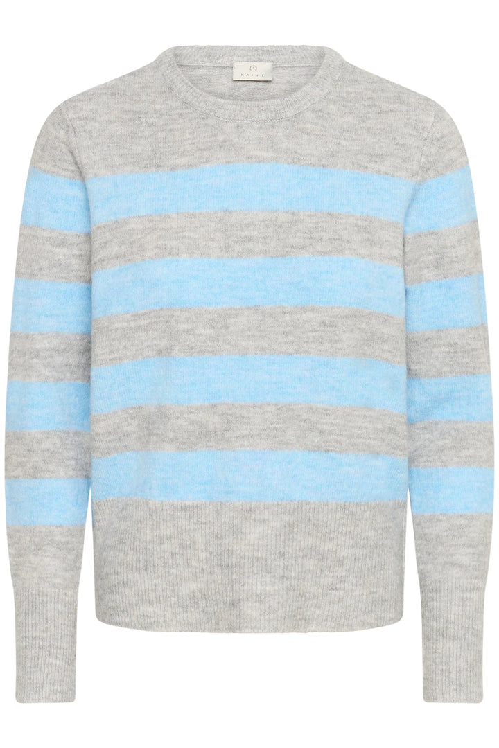 Kaffe KAniel Stripe Pullover Light Grey
