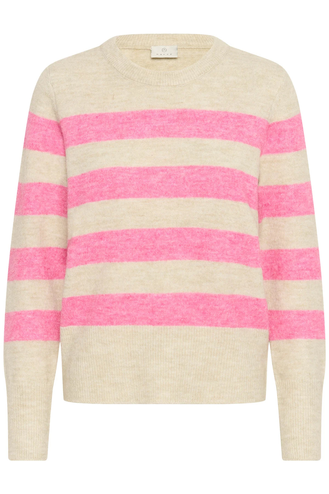 Kaffe KAniel Stripe Pullover Feather Gray Mel Pink melange