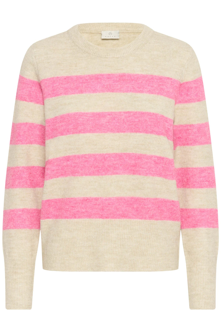 Kaffe KAniel Stripe Pullover Feather Gray Mel Pink melange