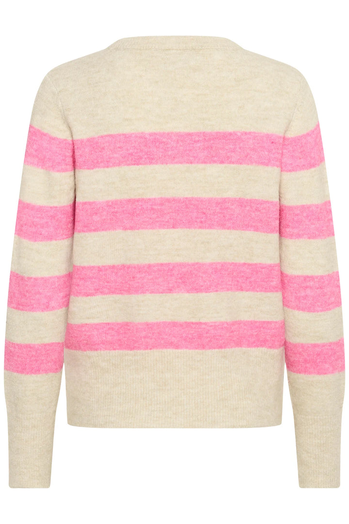 Kaffe KAniel Stripe Pullover Feather Gray Mel Pink melange