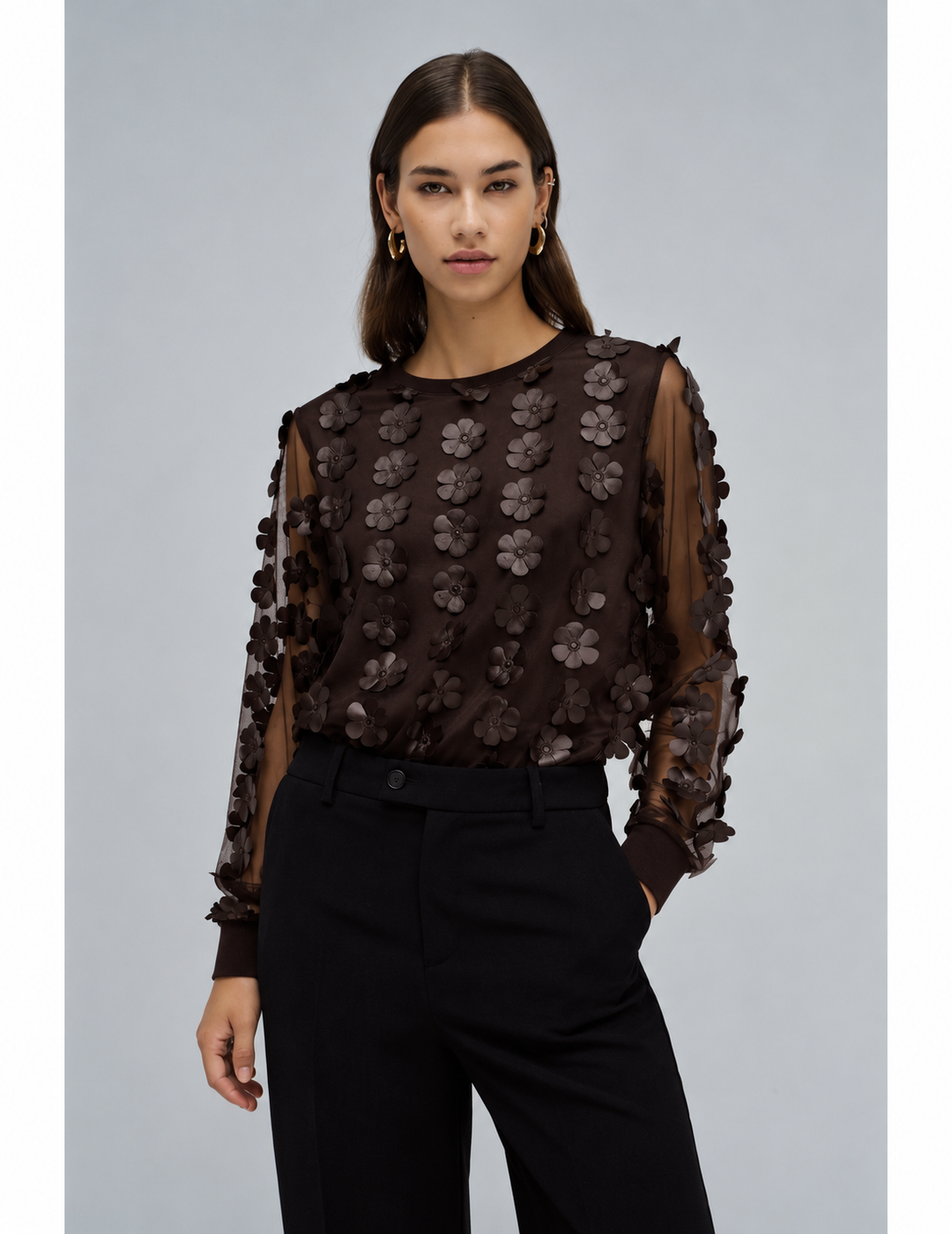 Salsa 3D Floral Sweatshirt | Chocolate