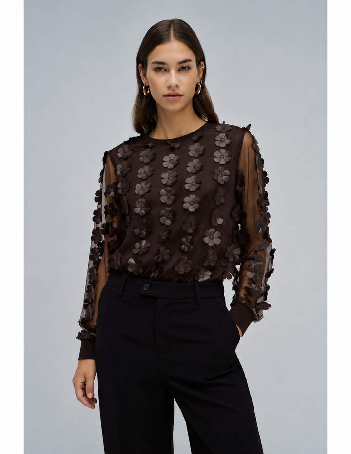 Salsa 3D Floral Sweatshirt | Chocolate