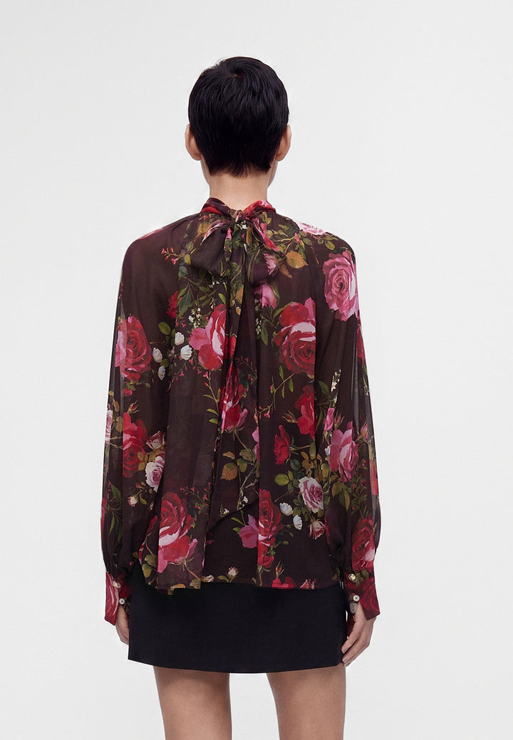 Guess Audrine Bow Tapestry Pink Blouse