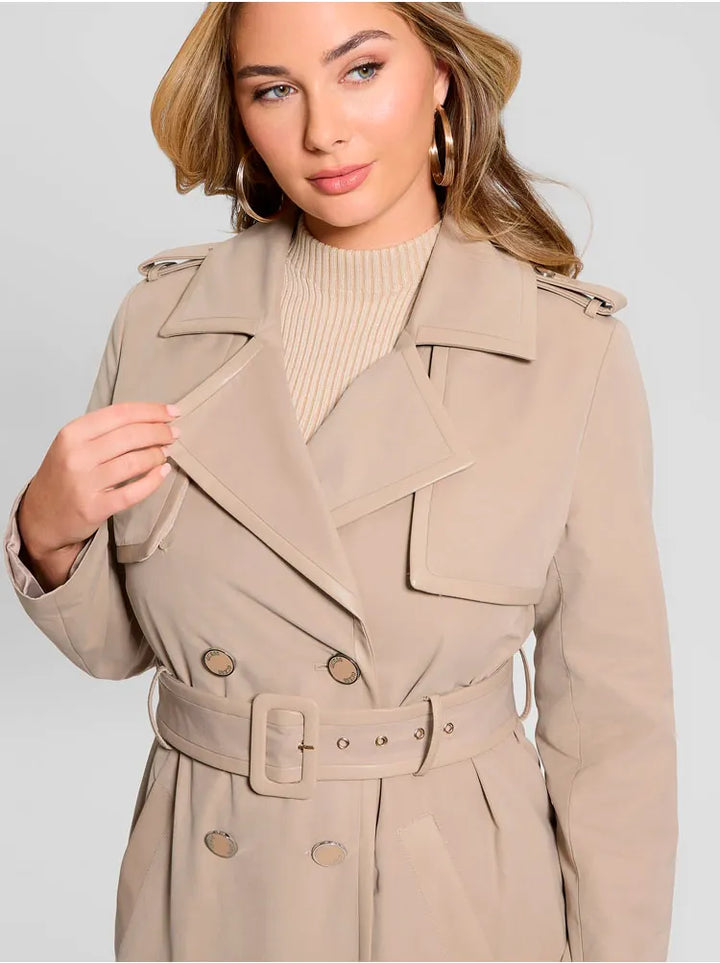 Guess Jenny PU  Detail Beige Trench Coat
