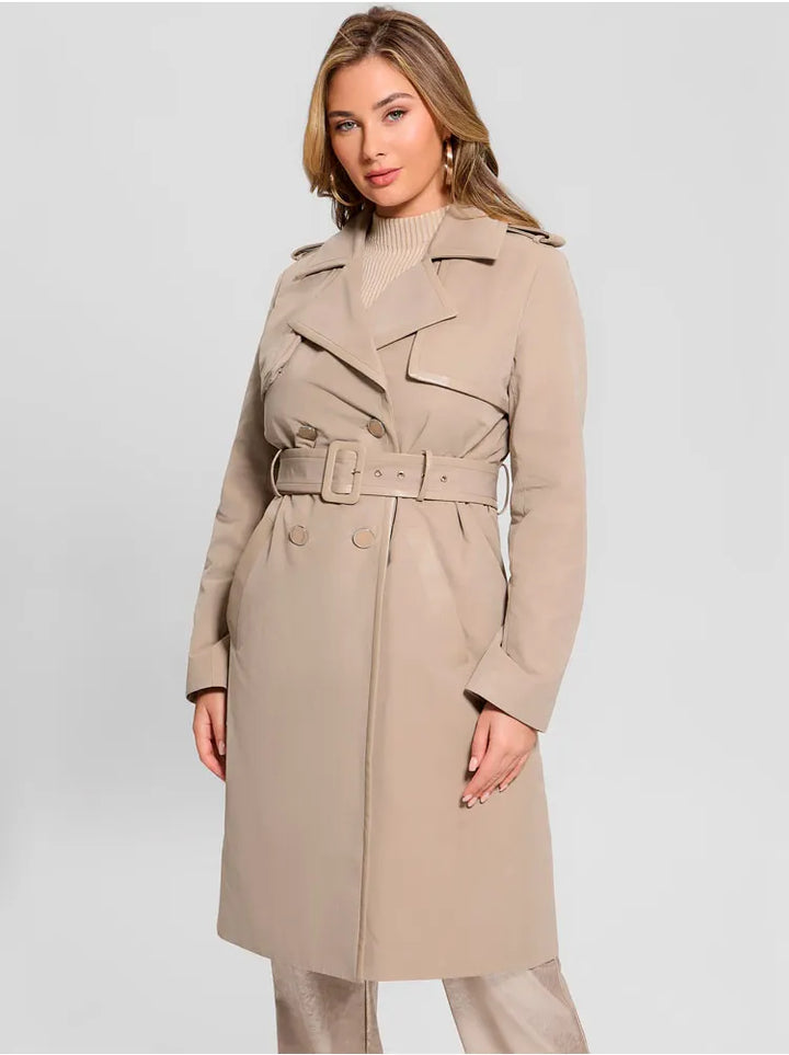 Guess Jenny PU  Detail Beige Trench Coat