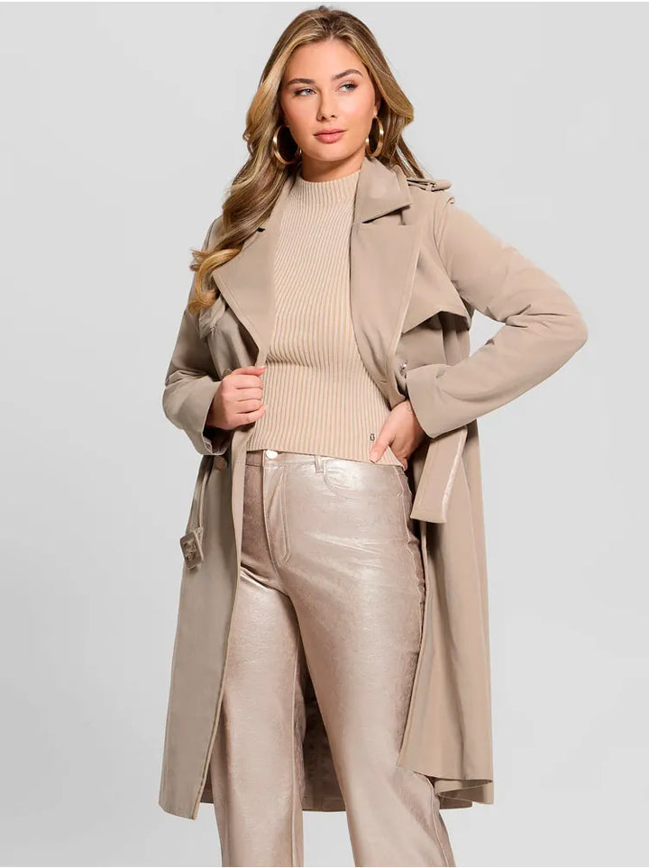 Guess Jenny PU  Detail Beige Trench Coat