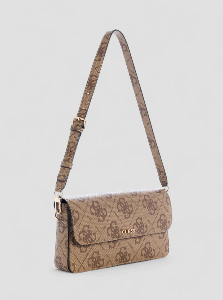 Guess Sadie Latte Logo Crossbody Bag
