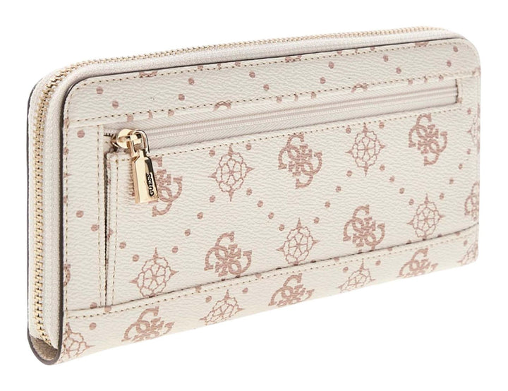 Guess Carrie Vanilla Logo Zip Around Purse