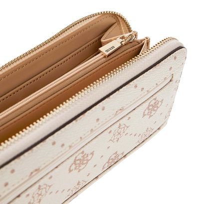 Guess Carrie Vanilla Logo Zip Around Purse