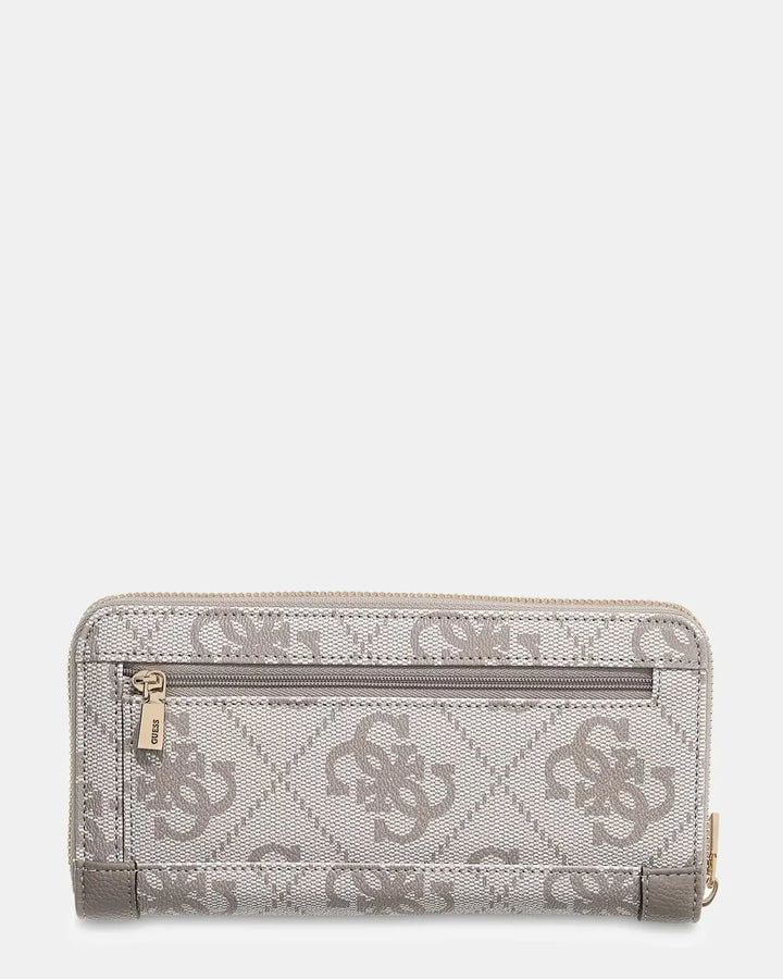 Guess Karnilla Dark Taupe Logo Zip Around Purse