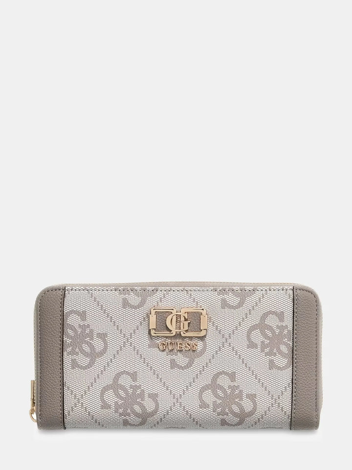 Guess Karnilla Dark Taupe Logo Zip Around Purse