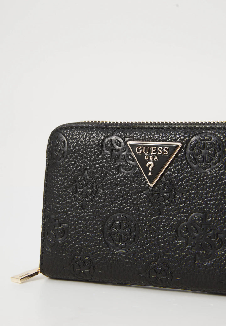 Guess Cresidia Black Logo Zip Around Purse