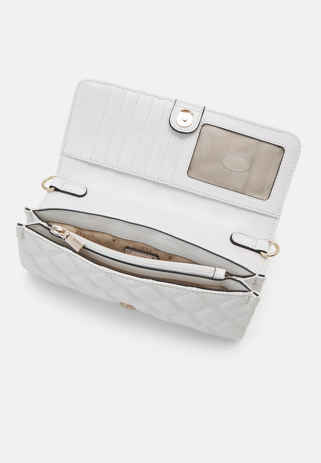 Guess Giully II Mini Qulited Crossbody Off White Bag