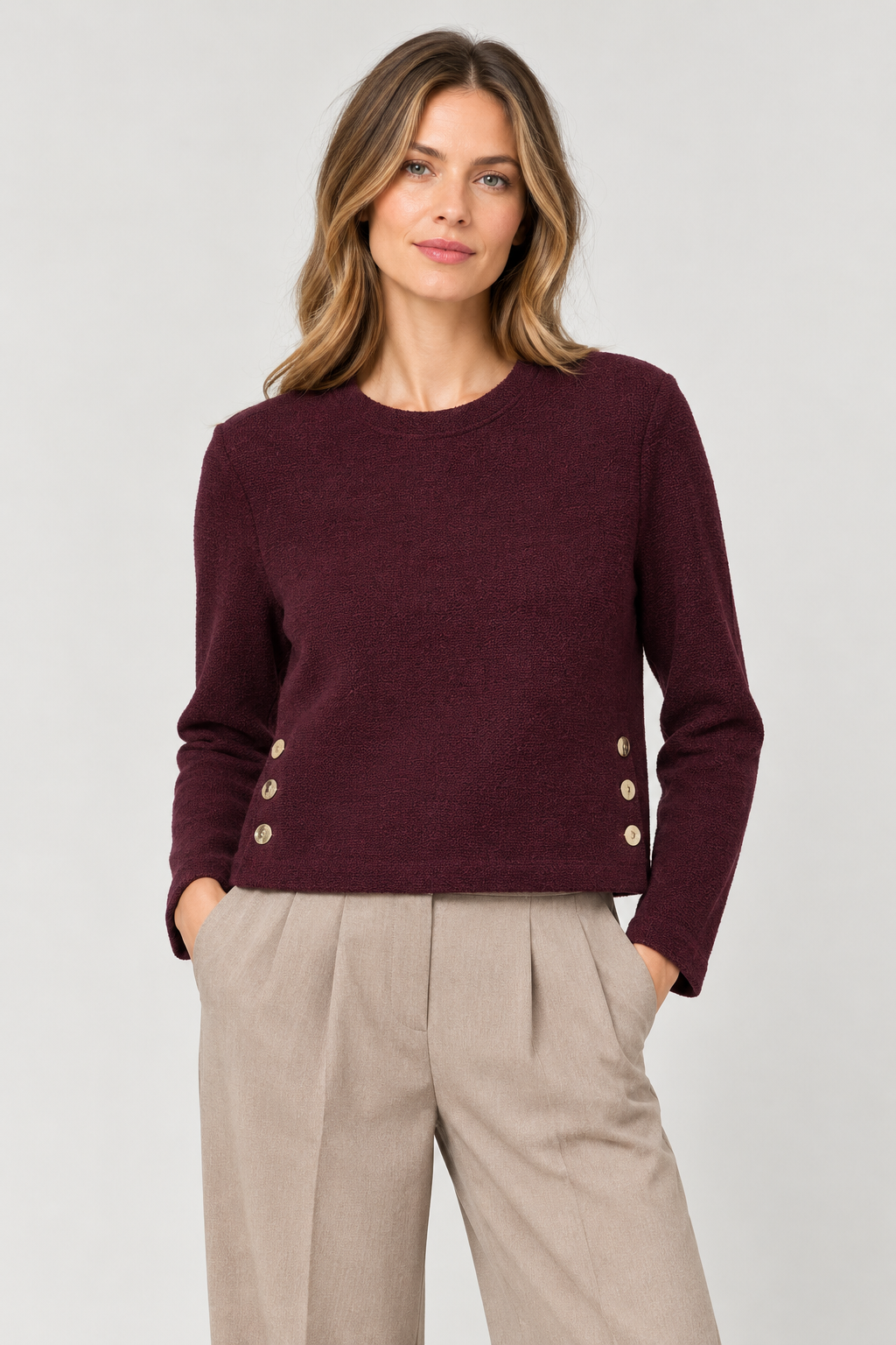 Tiffosi Lucia Long Sleeve Fig Top