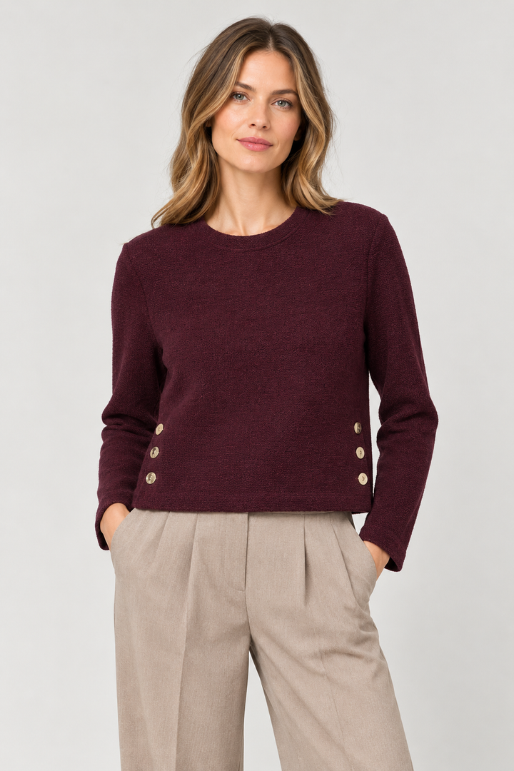 Tiffosi Lucia Long Sleeve Fig Top
