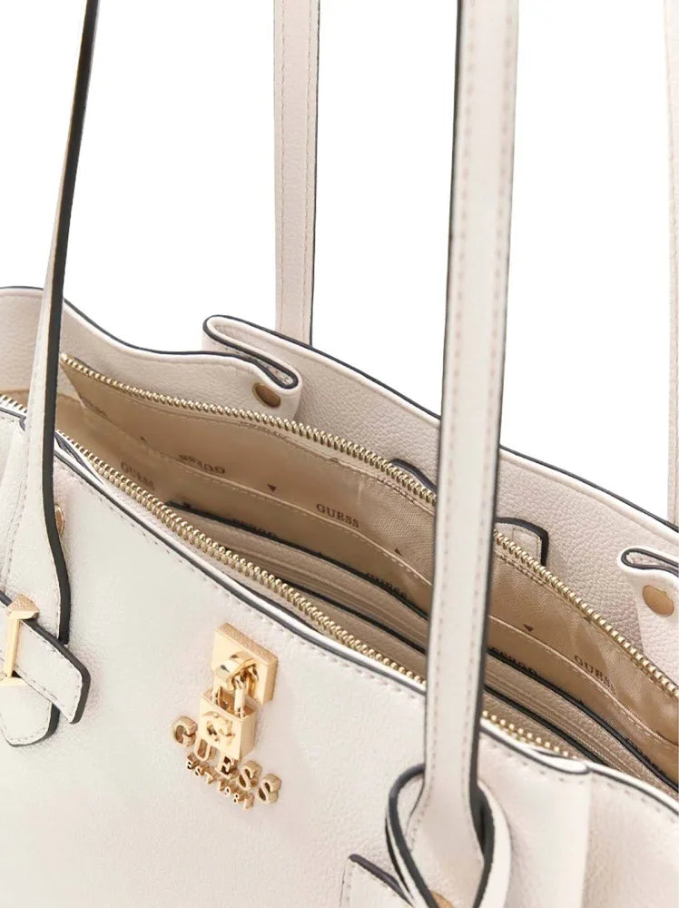 Guess Yesba Saffiano Shoulder Bag Cream