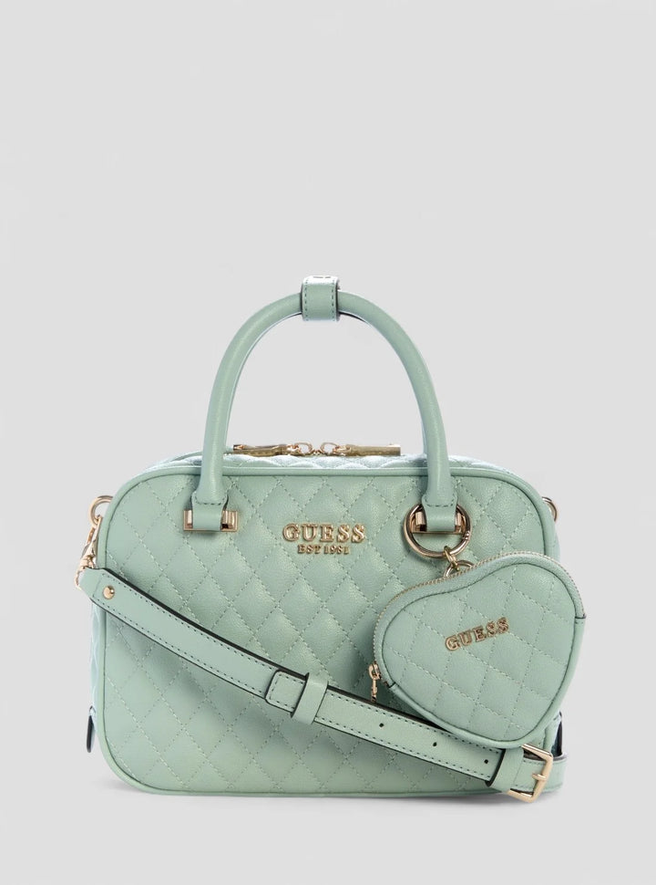 Guess Atabey Box Satchel Bag Sage