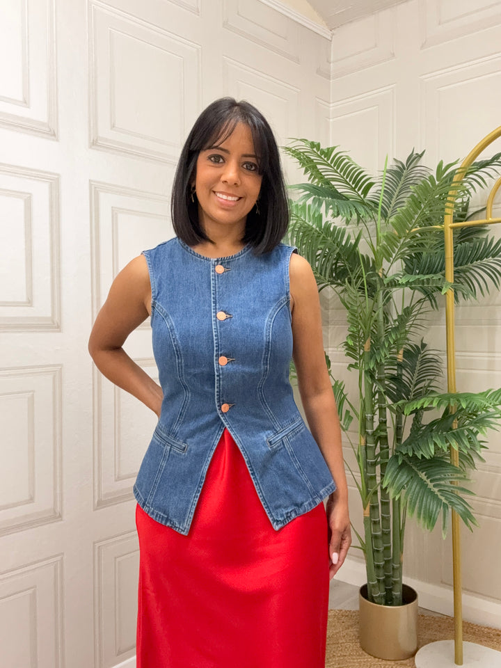Salsa Light wash Denim Vest/Waistcoat