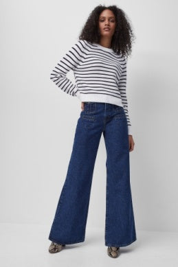 French Connection Lillie Mozart Stripe Crew Neck Jumper | Summer White