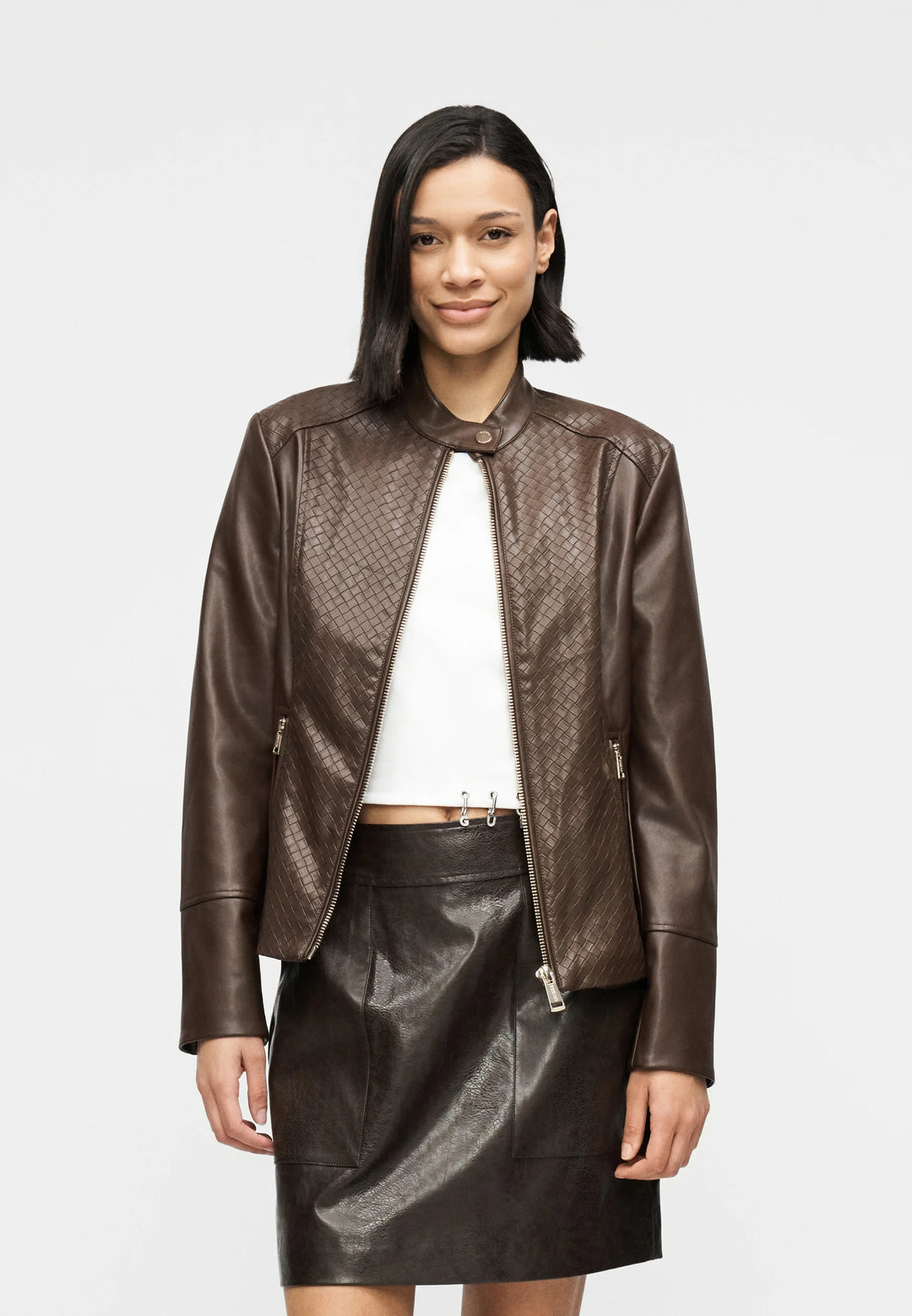 Guess Claudine Chocolate Biker Jacket