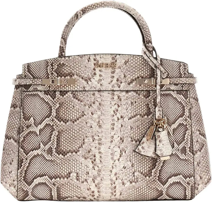 Guess Melinda Triple Compartment Satchel Bag Natural