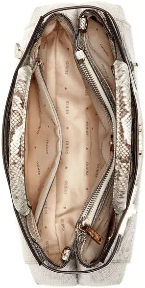 Guess Melinda Triple Compartment Satchel Bag Natural
