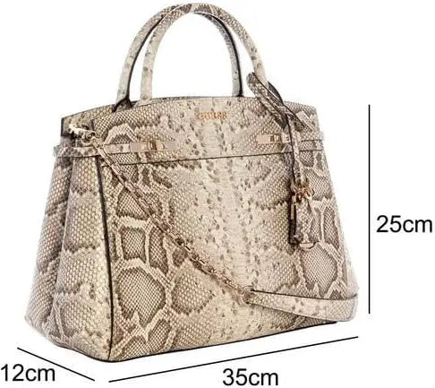 Guess Melinda Triple Compartment Satchel Bag Natural
