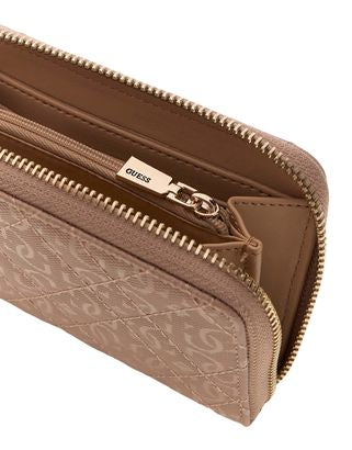 Guess Isemay Medium Pale Mocha Zip Around Purse