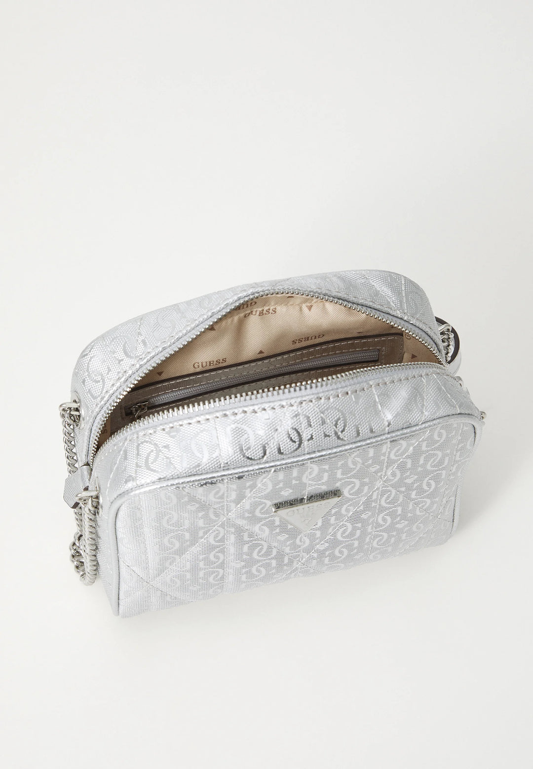 Guess Aldina Camera Crossybody Bag Silver