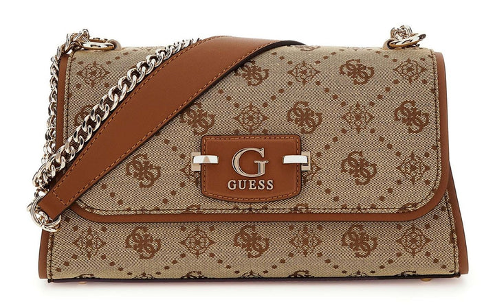 Guess Neda Convertiable Xbody Flap Bag Latte Logo